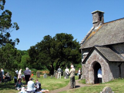 Whitsunday gathering at the church of St John the Baptist, Netherexe