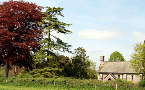 Church of St John the Baptist, Netherexe. A simple stone church set in the midst of fields close to the banks of the River Exe.